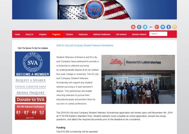 Eli Lilly and Company Student Veterans Scholarship