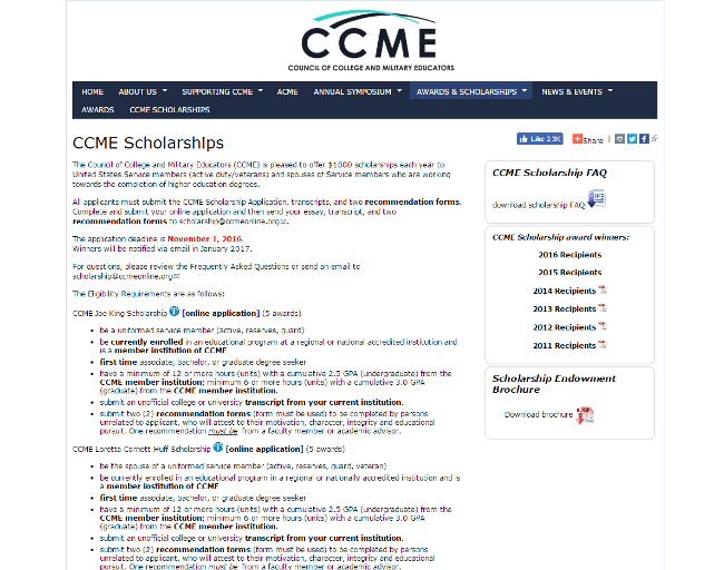 CCME Veteran Scholarship